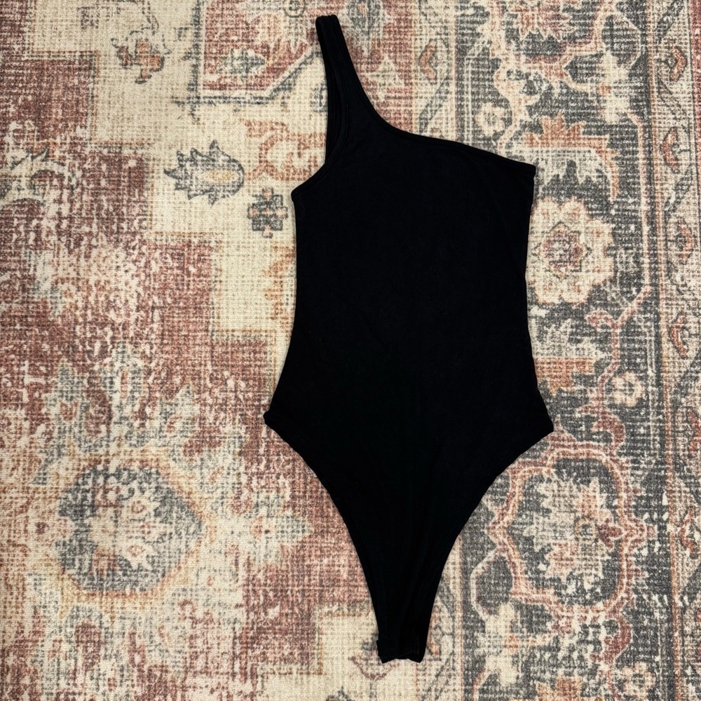 Beginning Boutique One Shoulder Black Bodysuit, Size AU 8, US 4, Small